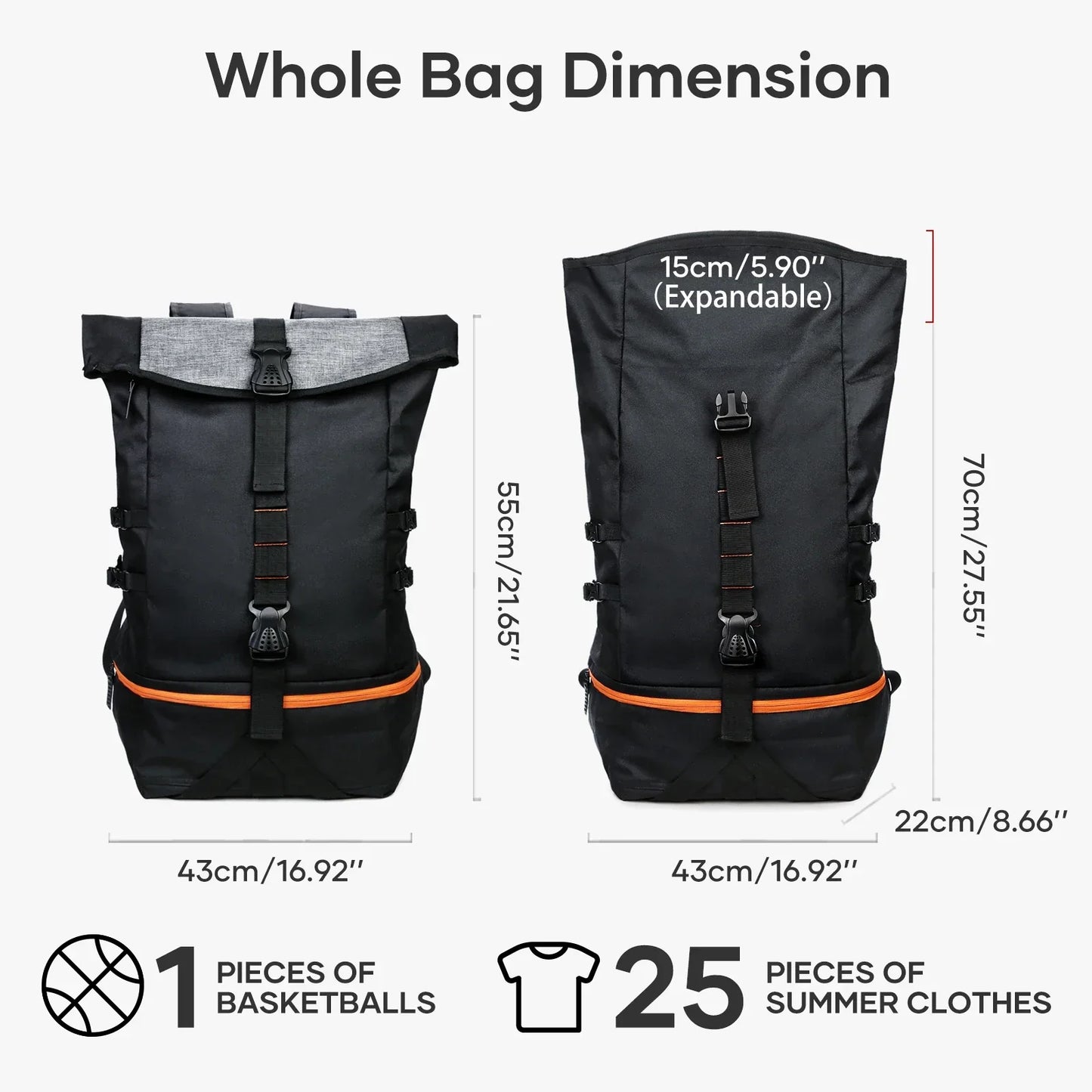 Basketball-Tasche 35L – mit Ballfach, Schuhfach & viel Stauraum