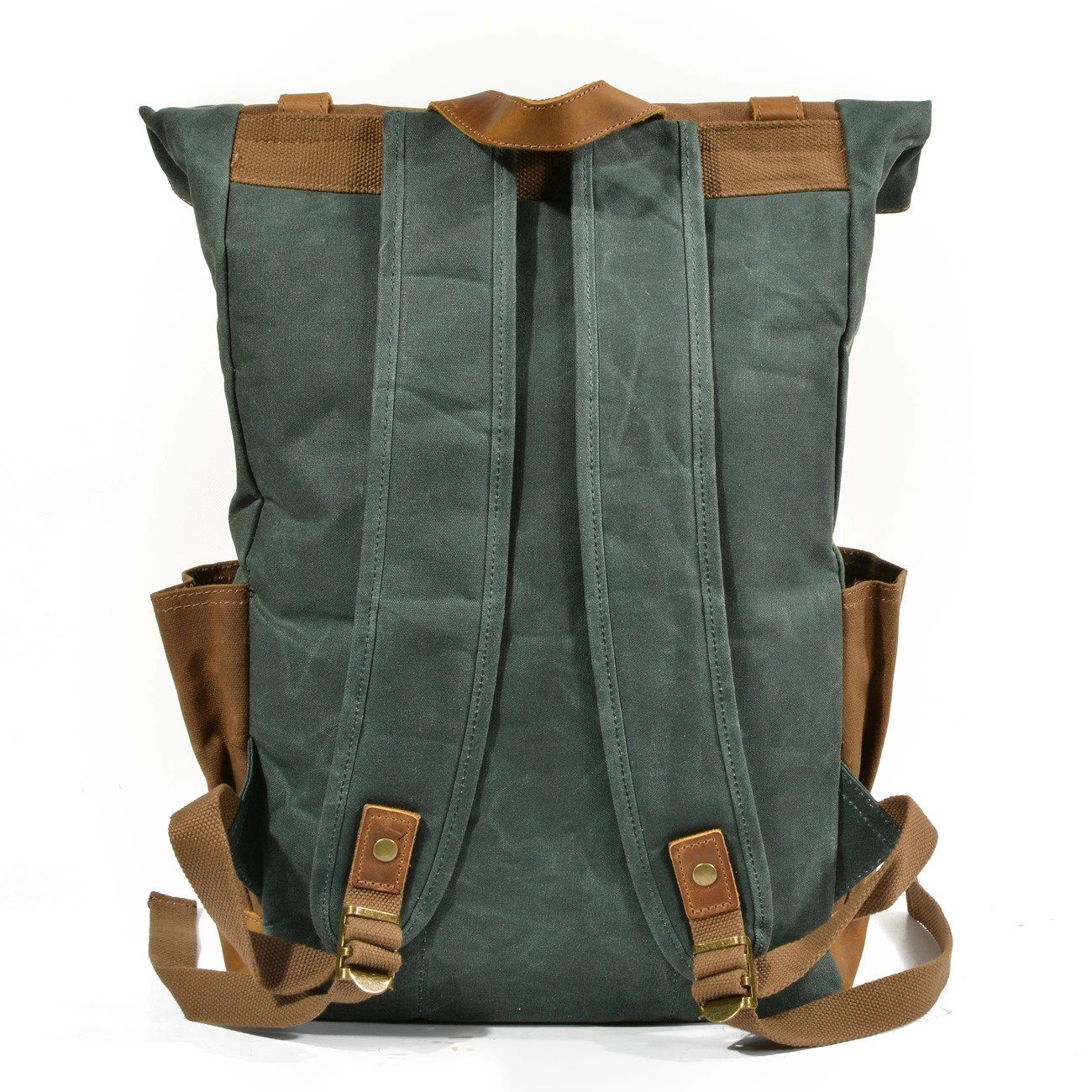 Zweifarbiger Rolltop Rucksack – Gewachstes Canvas & Leder, 22,5 L