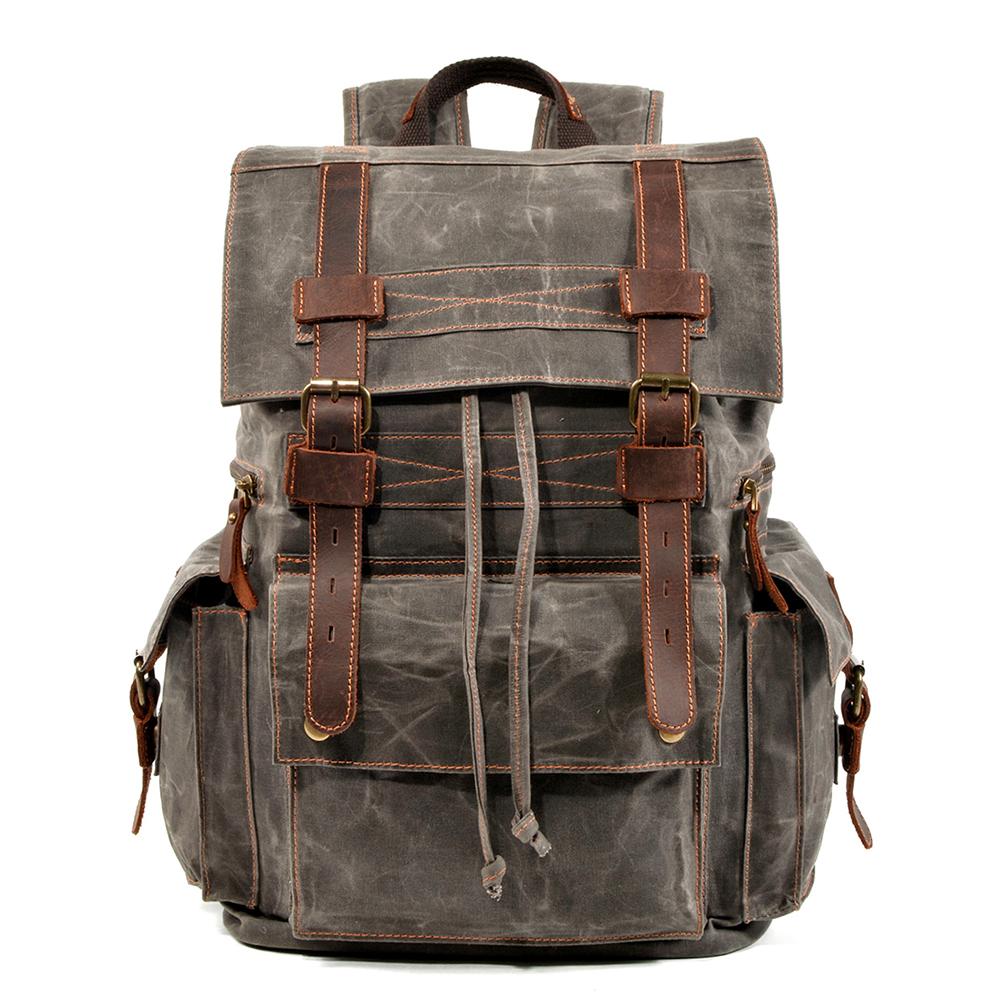 Canvas Tasche – Vintage Rucksack mit Laptopfach & Kordelzug