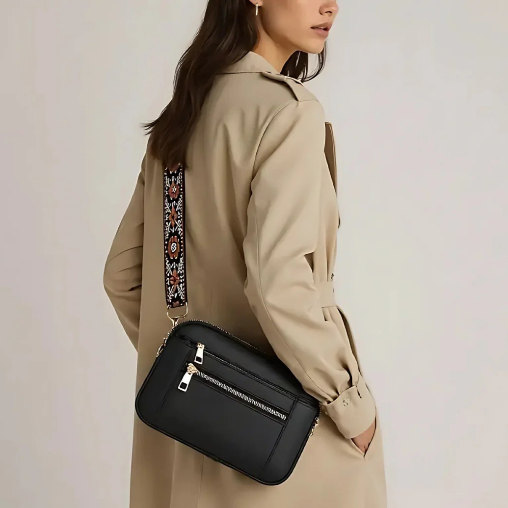 Umhängetasche Damen aus veganem Leder mit verstellbarem Riemen 1.3L