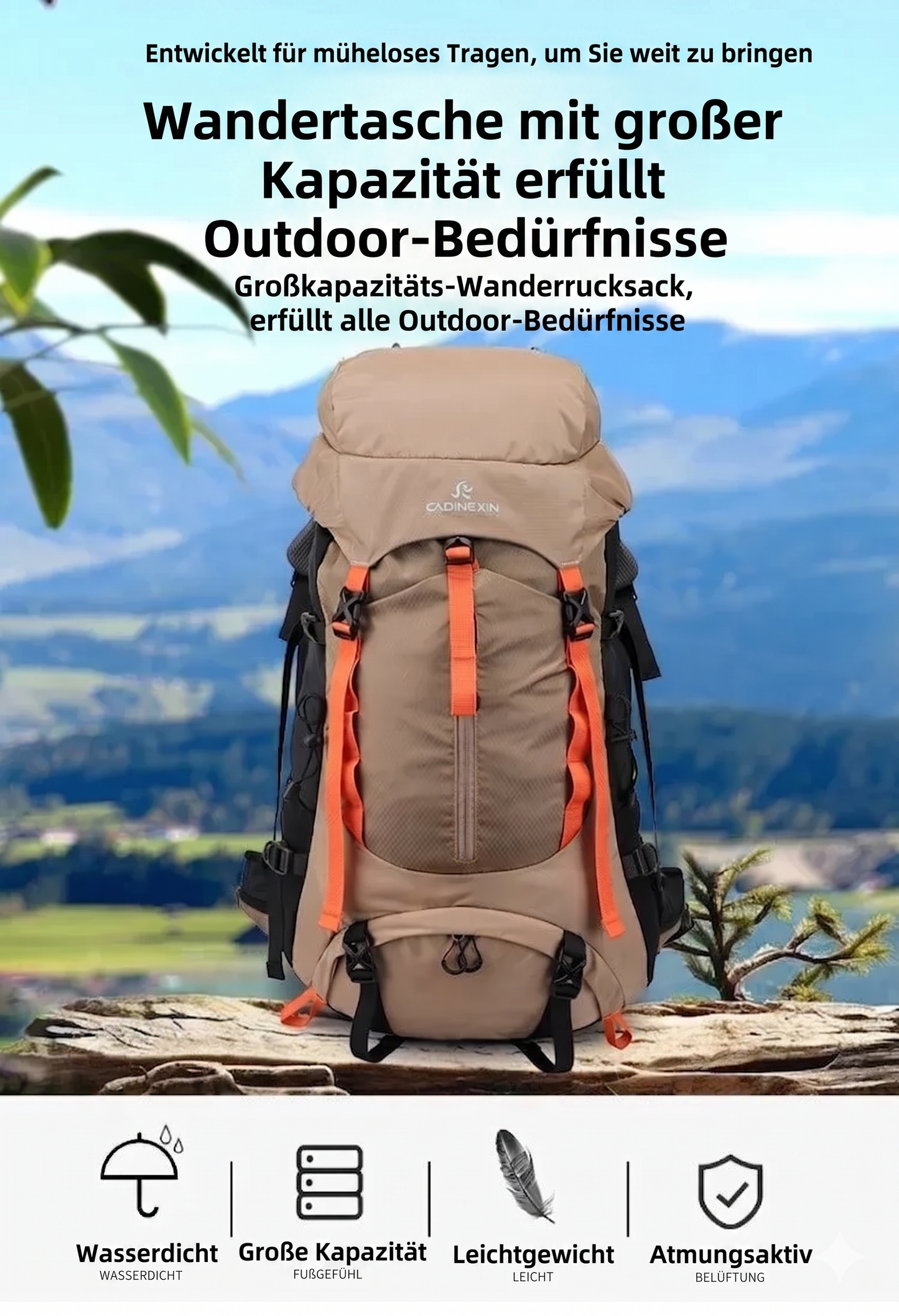 Leichter Wanderrucksack Federleicht 47L – Nur 960g Gewicht