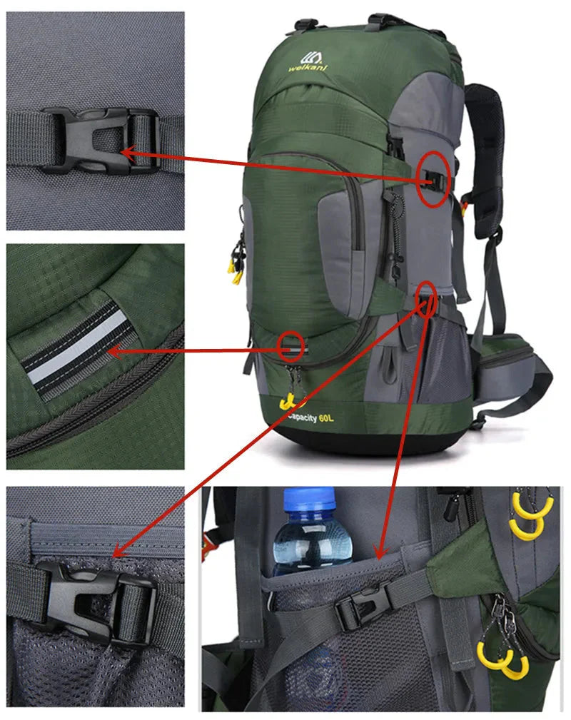 60L Wanderrucksack wasserdicht – Outdoor Rucksack für Trekking