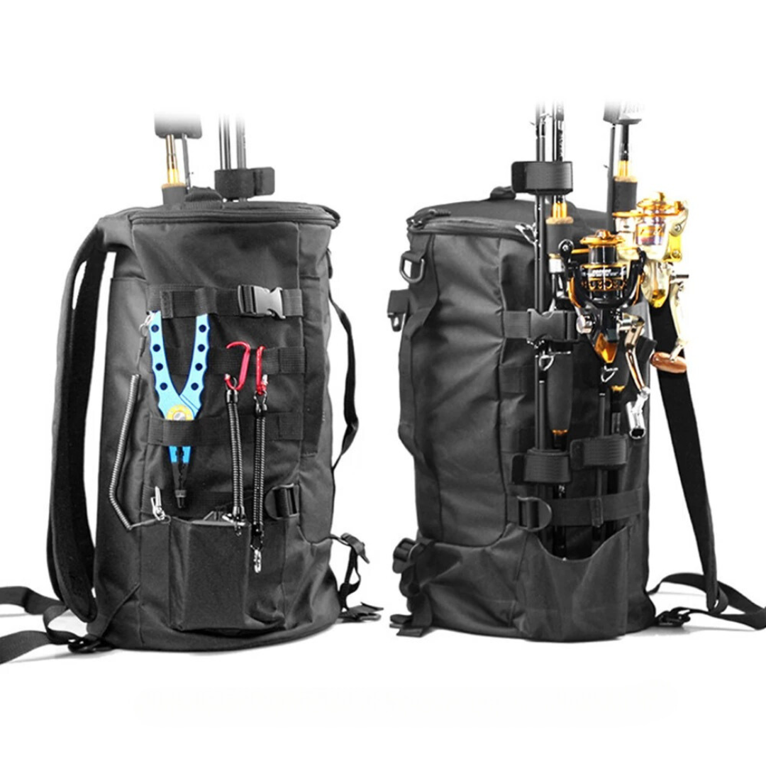 Wanderrucksack für Angler – 45L Rucksack mit Angelhalterung