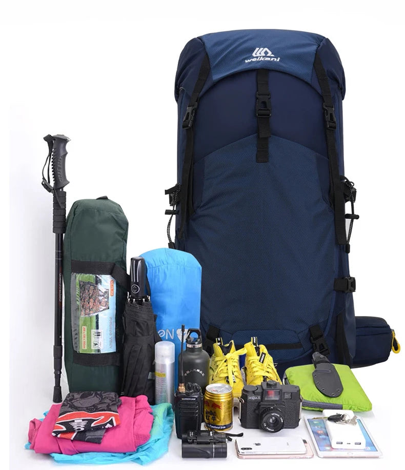 Wanderrucksack 60L wasserdicht – leicht & mit Regenhülle