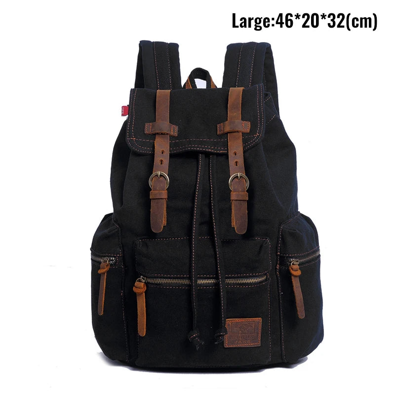 Canvas Rucksack Herren Damen – Vintage Daypack mit Laptopfach 14 Zoll