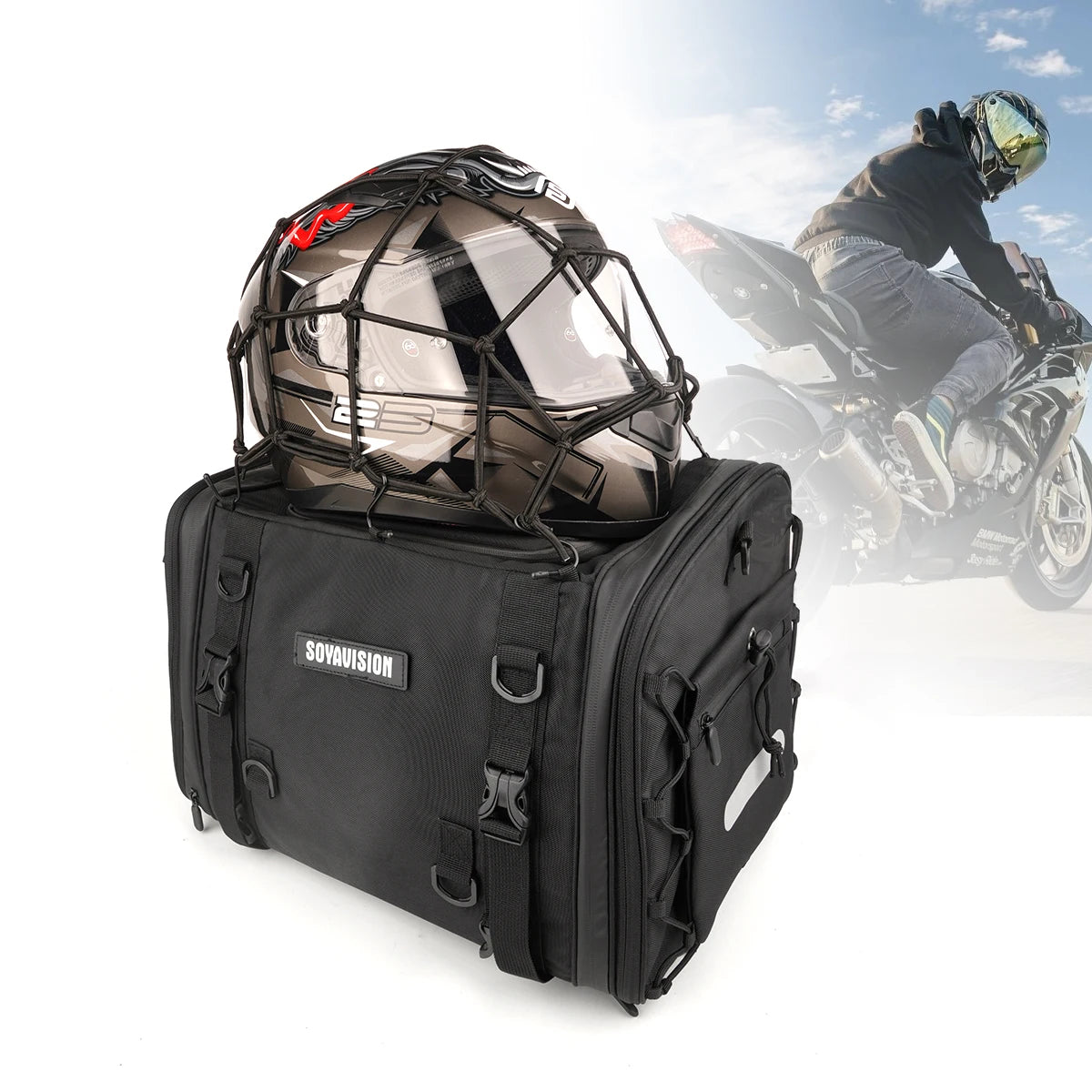 Motorradgepäcktasche wasserdicht – erweiterbare Motorradhecktasche