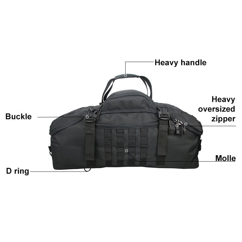 Robuste Reisetasche 3-in-1 mit MOLLE-System für Outdoor & Sport