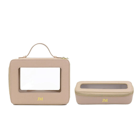 Kulturtasche Set Echtleder – Saffiano-Prägung & PVC