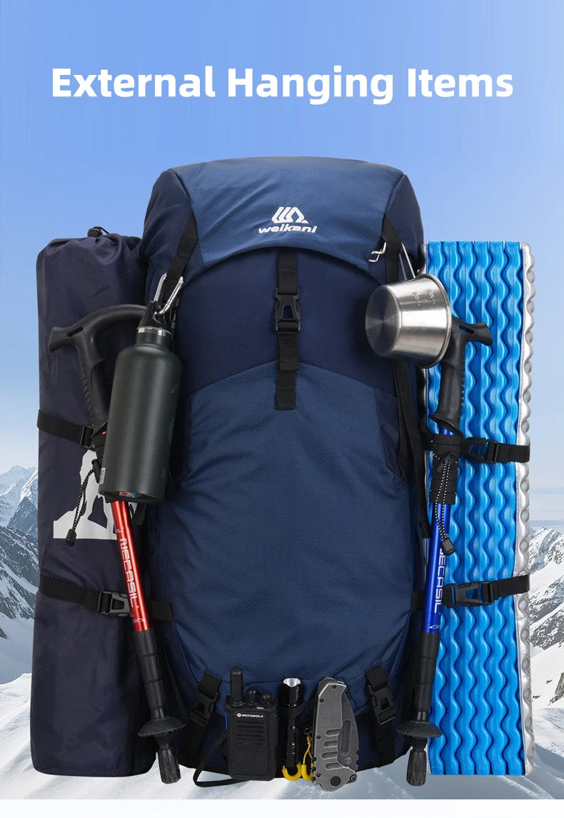 Wanderrucksack 60L wasserdicht – leicht & mit Regenhülle