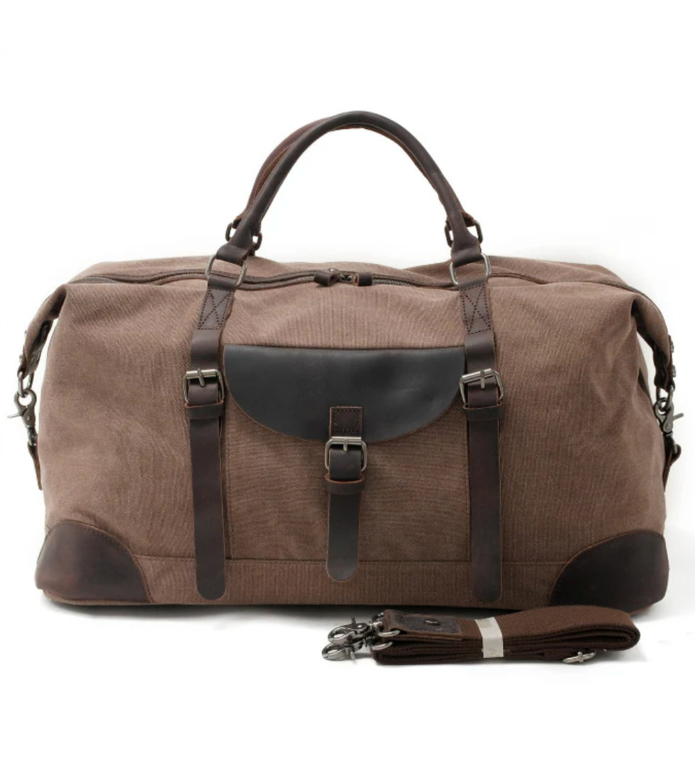 Vintage Weekender – Canvas Reisetasche mit Lederdetails, 35 L