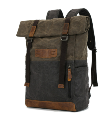 Canvas Tasche – Vintage Rucksack mit Rolltop & Laptopfach