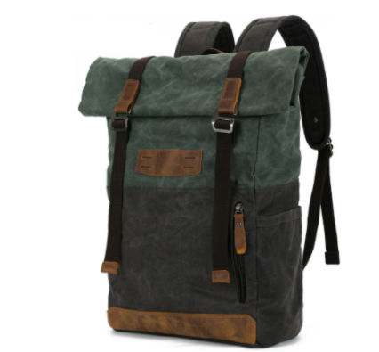 Canvas Tasche – Vintage Rucksack mit Rolltop & Laptopfach