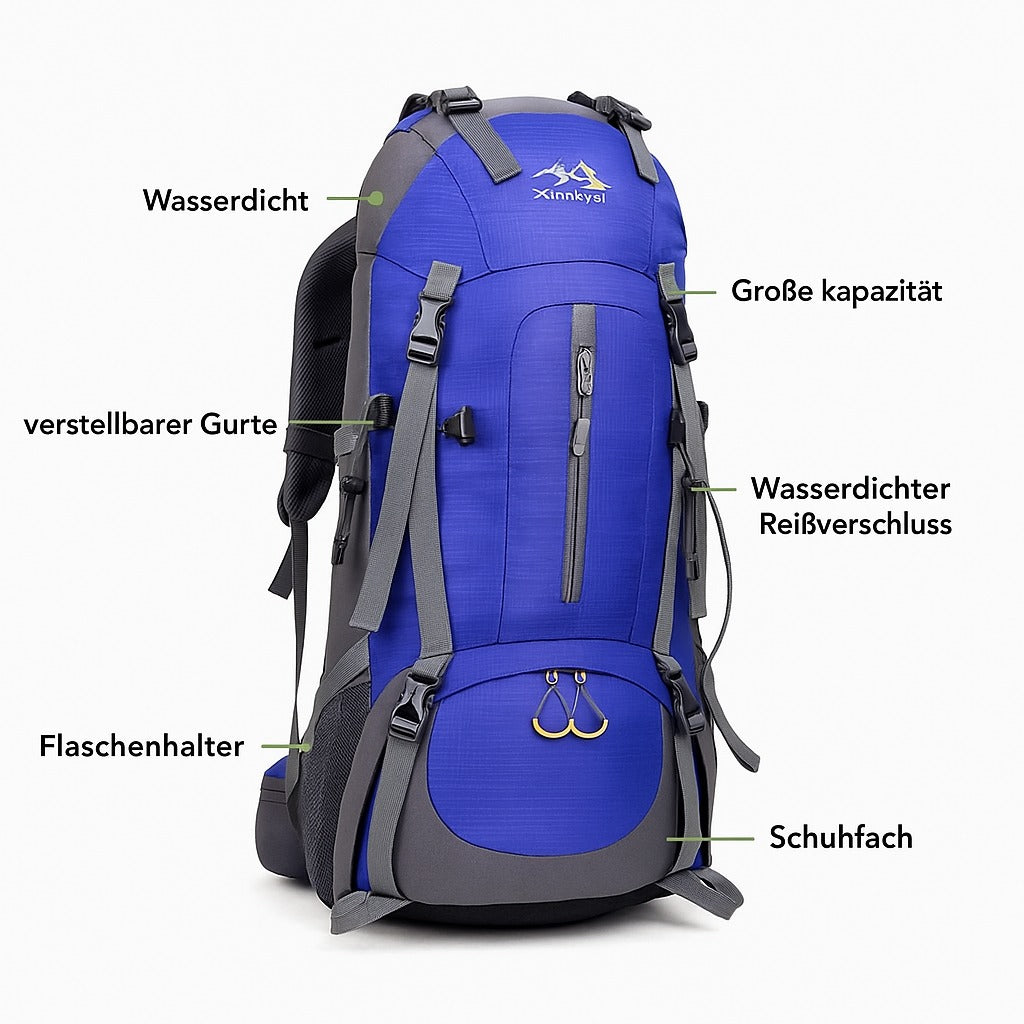 Wasserdichter Rucksack Trekking 50L – Komfortabel & robust