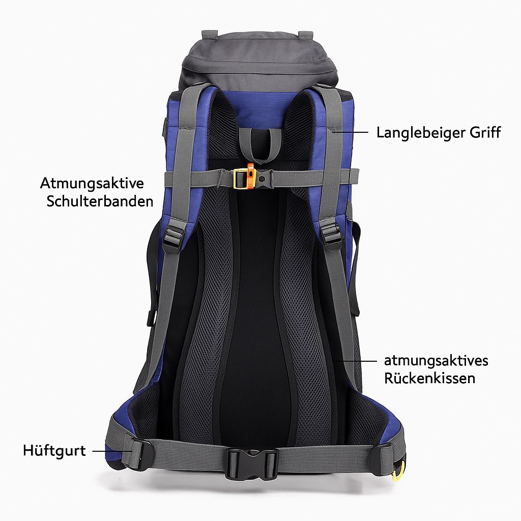 Wasserdichter Rucksack Trekking 50L – Komfortabel & robust