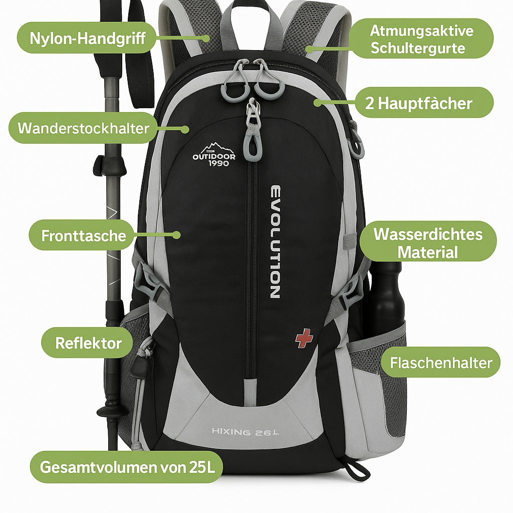 Wanderrucksack 25L – Leichter Rucksack mit Laptopfach