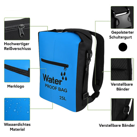 Robuster Wasserdichter Rucksack 25L für Wassersport & Outdoor-Abenteuer