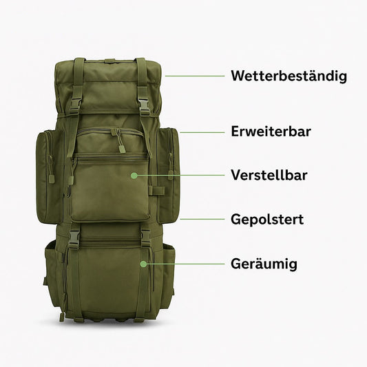 Rucksack Trekking 70L – Wasserdicht & robust für Outdoor-Abenteuer