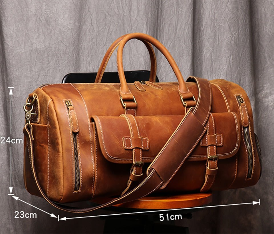 Weekender Leder Herren – Büffelleder Reisetasche mit Schuhfach