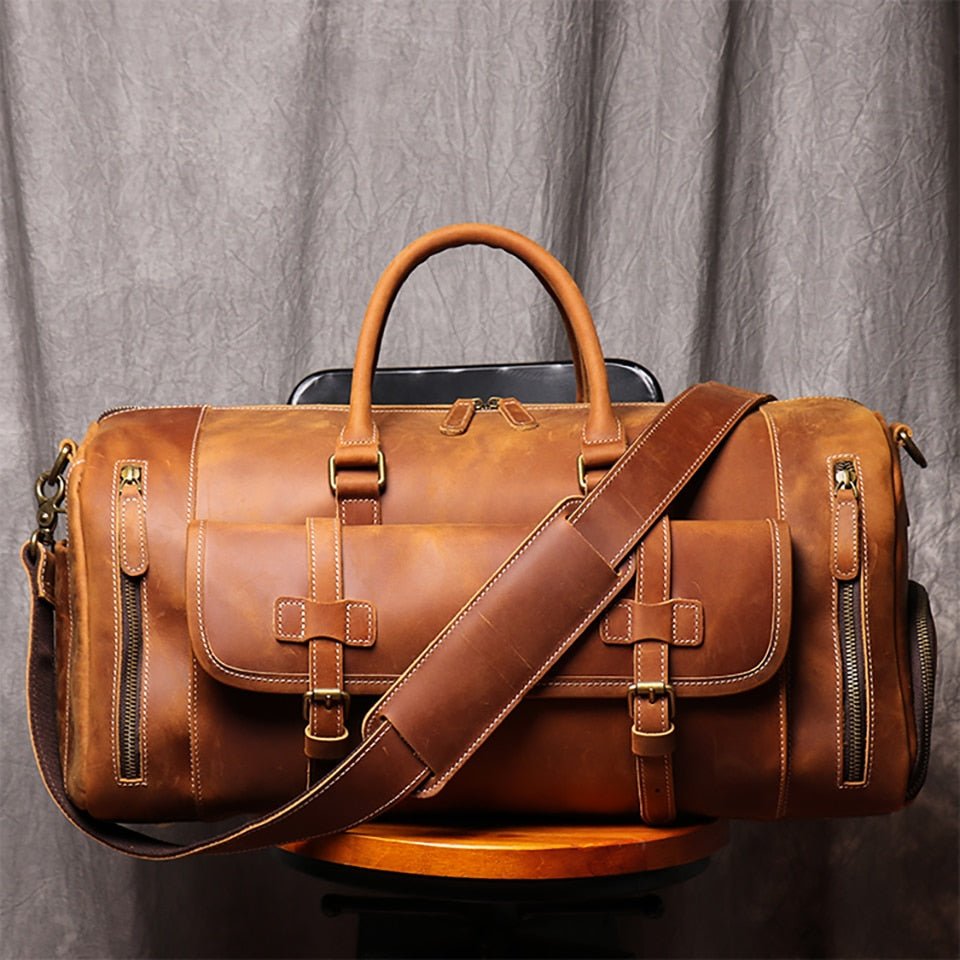 Weekender Leder Herren – Büffelleder Reisetasche mit Schuhfach