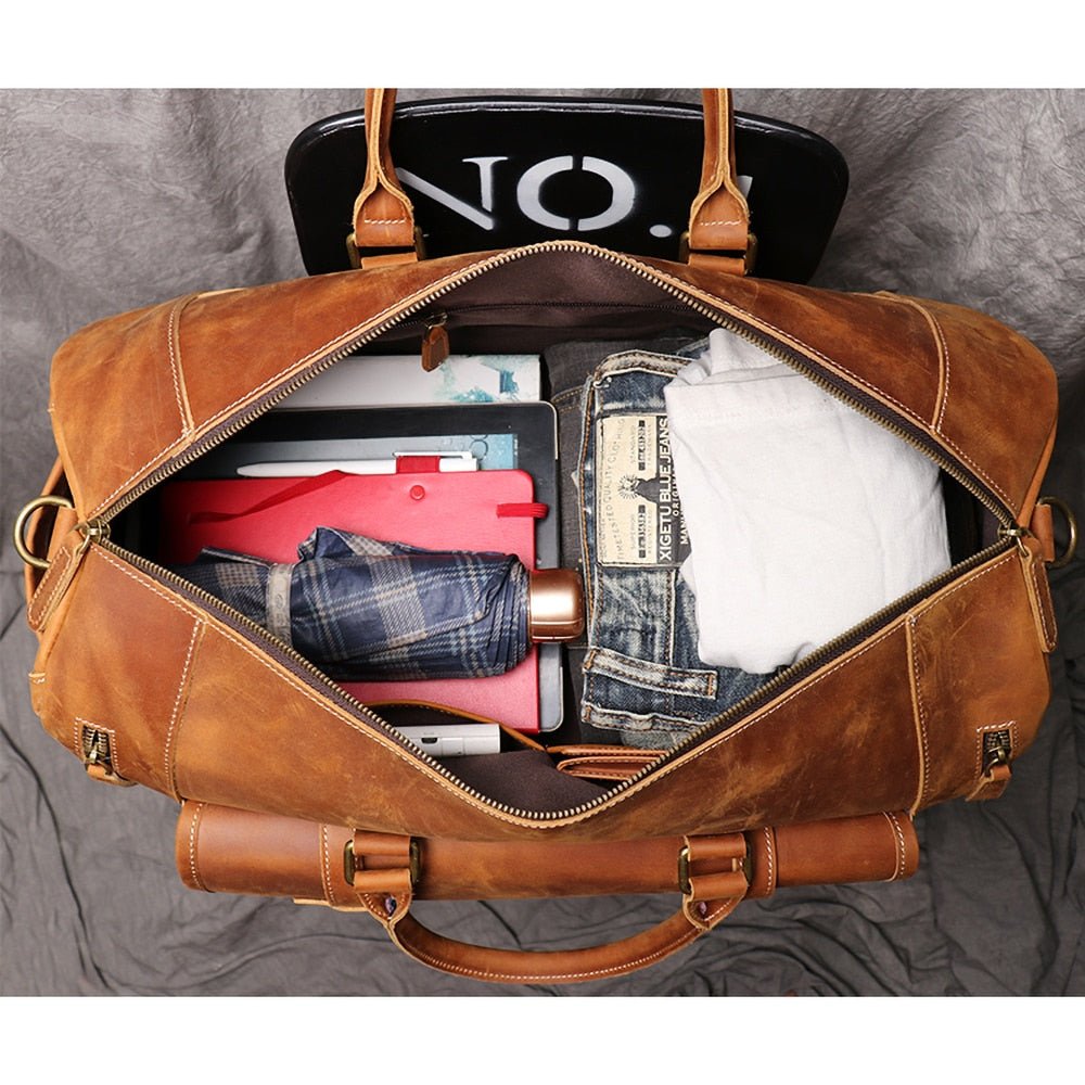Weekender Leder Herren – Büffelleder Reisetasche mit Schuhfach