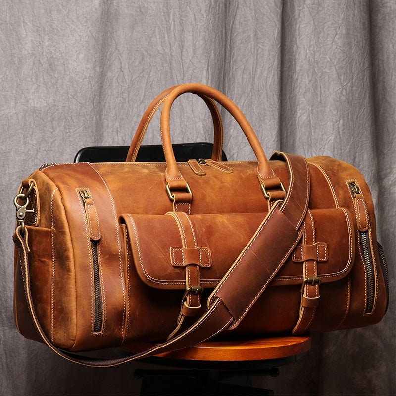 Weekender Leder Herren – Büffelleder Reisetasche mit Schuhfach
