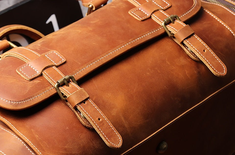Weekender Leder Herren – Büffelleder Reisetasche mit Schuhfach