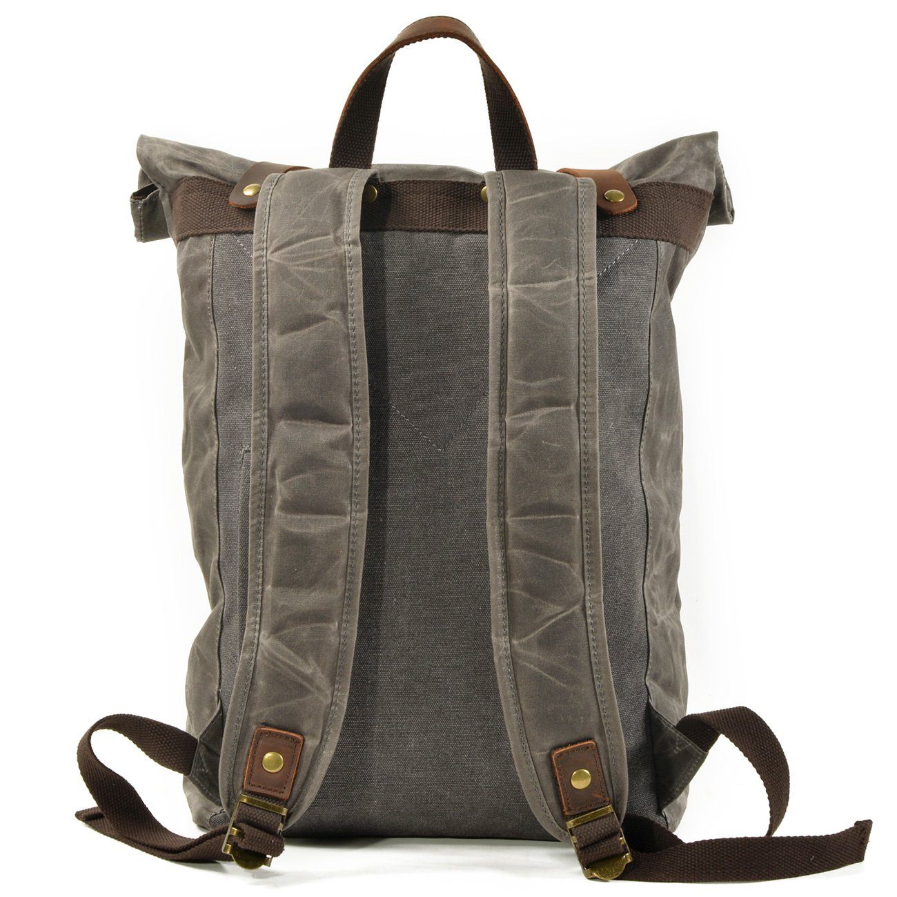 Vintage Rolltop Rucksack – Gewachstes Canvas & Lederdetails 20L