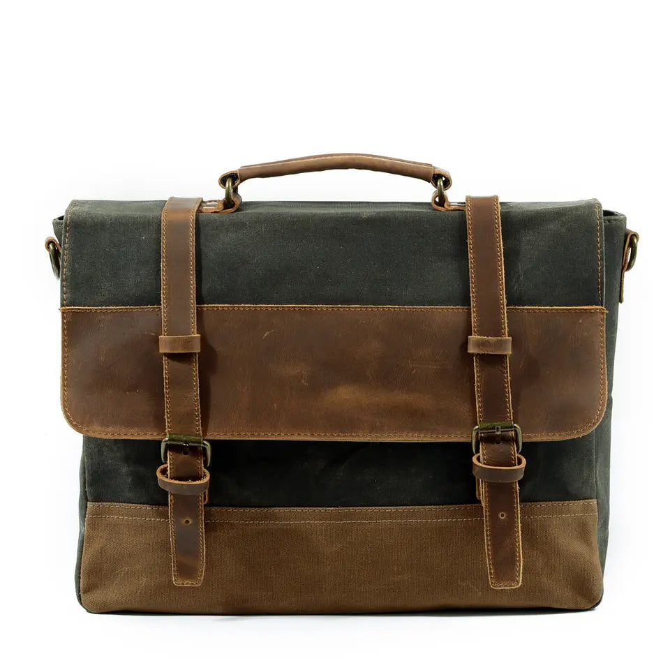 Canvas Tasche mit Lederriemen – Vintage Umhängetasche für Alltag & Reise