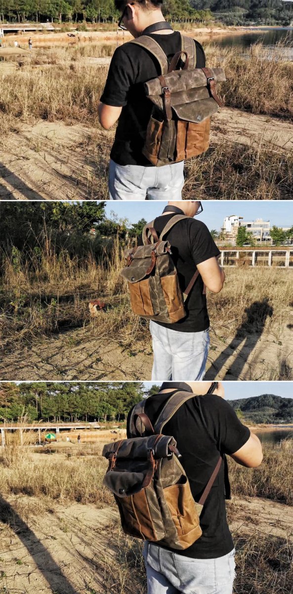 Vintage Rucksack Herren aus Canvas & Leder – Modell Bastian 14L