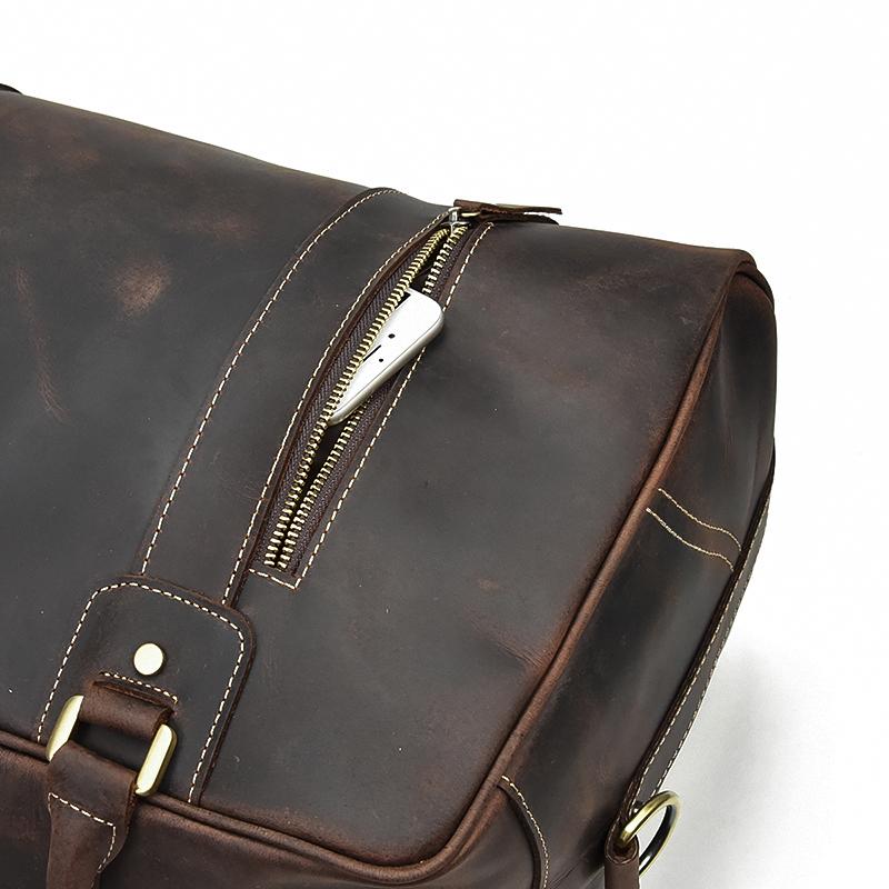 Leder-Nachttasche 29L – Vintage Quito Weekender für Reisen