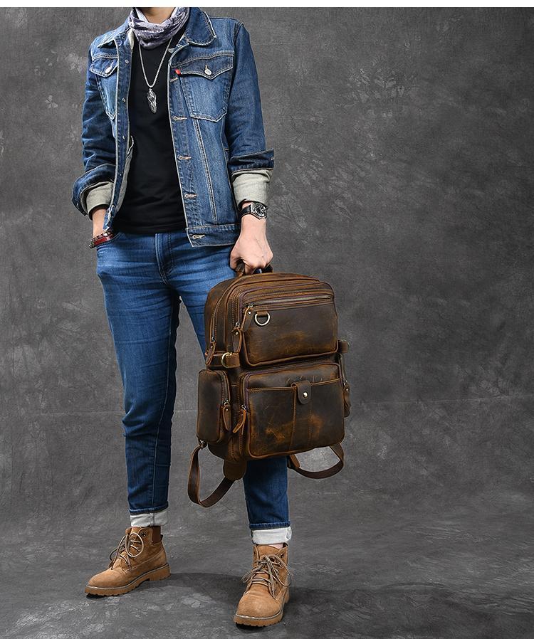 Brauner Lederrucksack im Vintage-Stil – Robust & Zeitlos