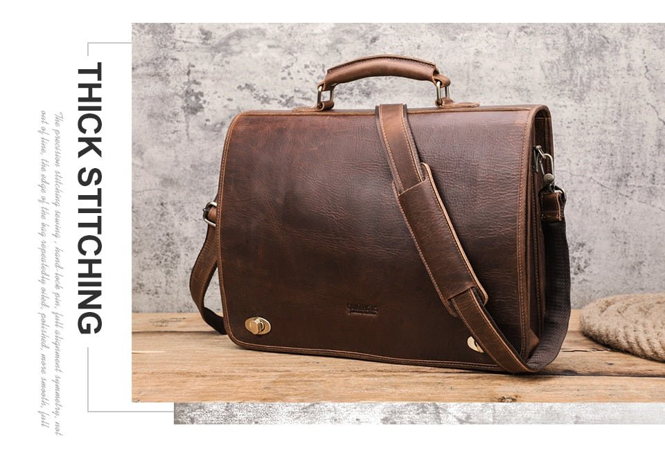 Vintage Leder Aktentasche für 15,6" Laptop – robust & elegant