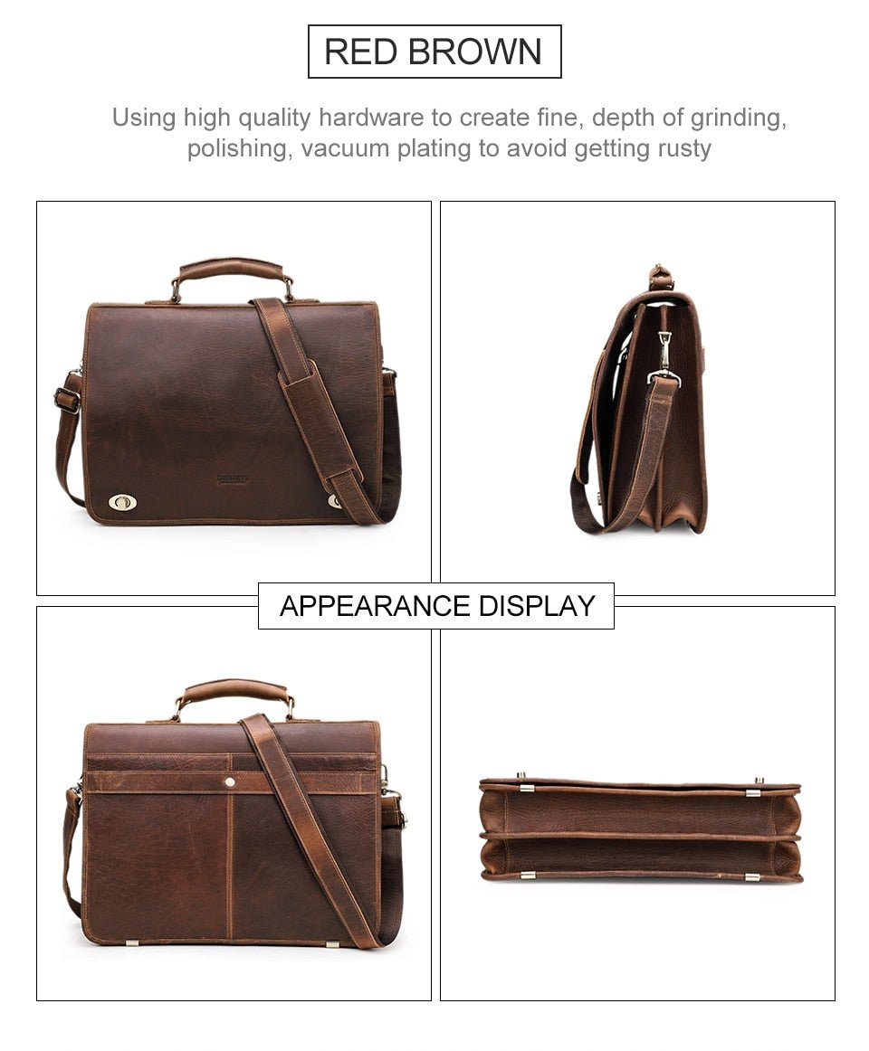 Vintage Leder Aktentasche für 15,6" Laptop – robust & elegant