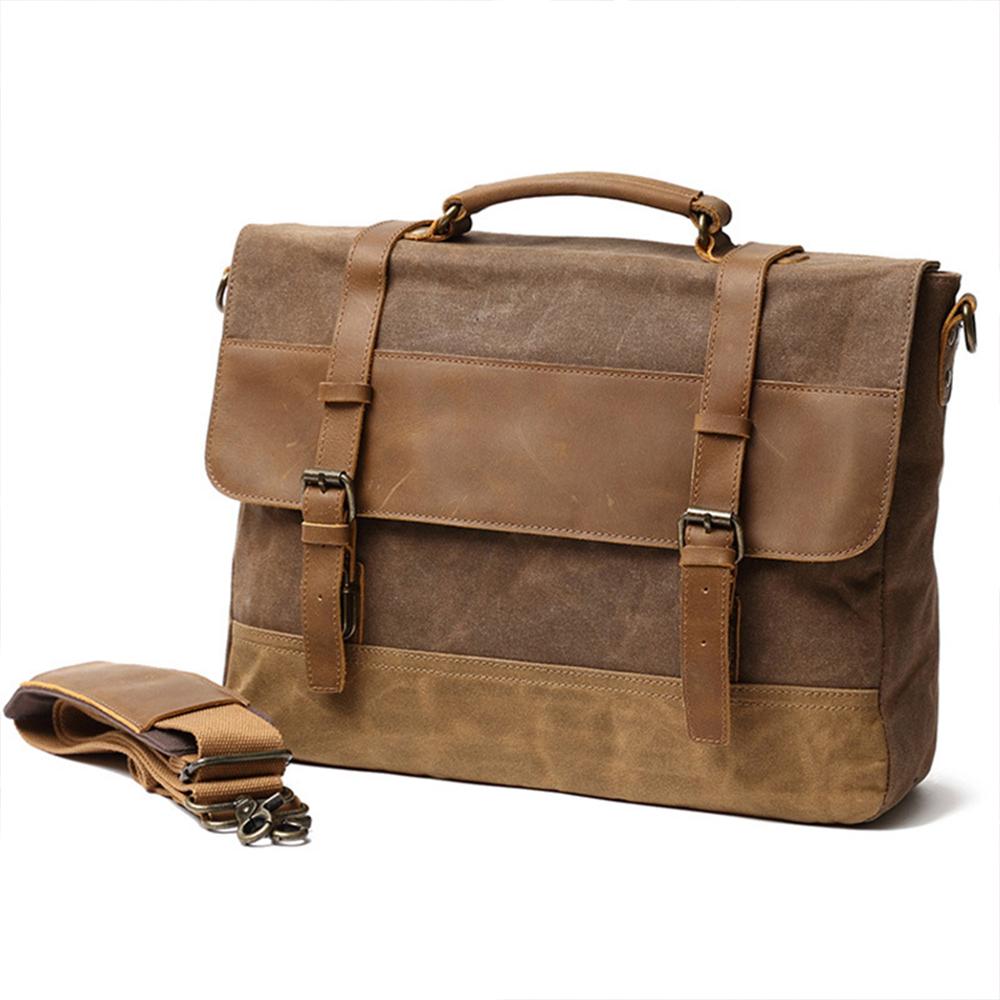 Canvas Tasche mit Lederriemen – Vintage Umhängetasche für Alltag & Reise