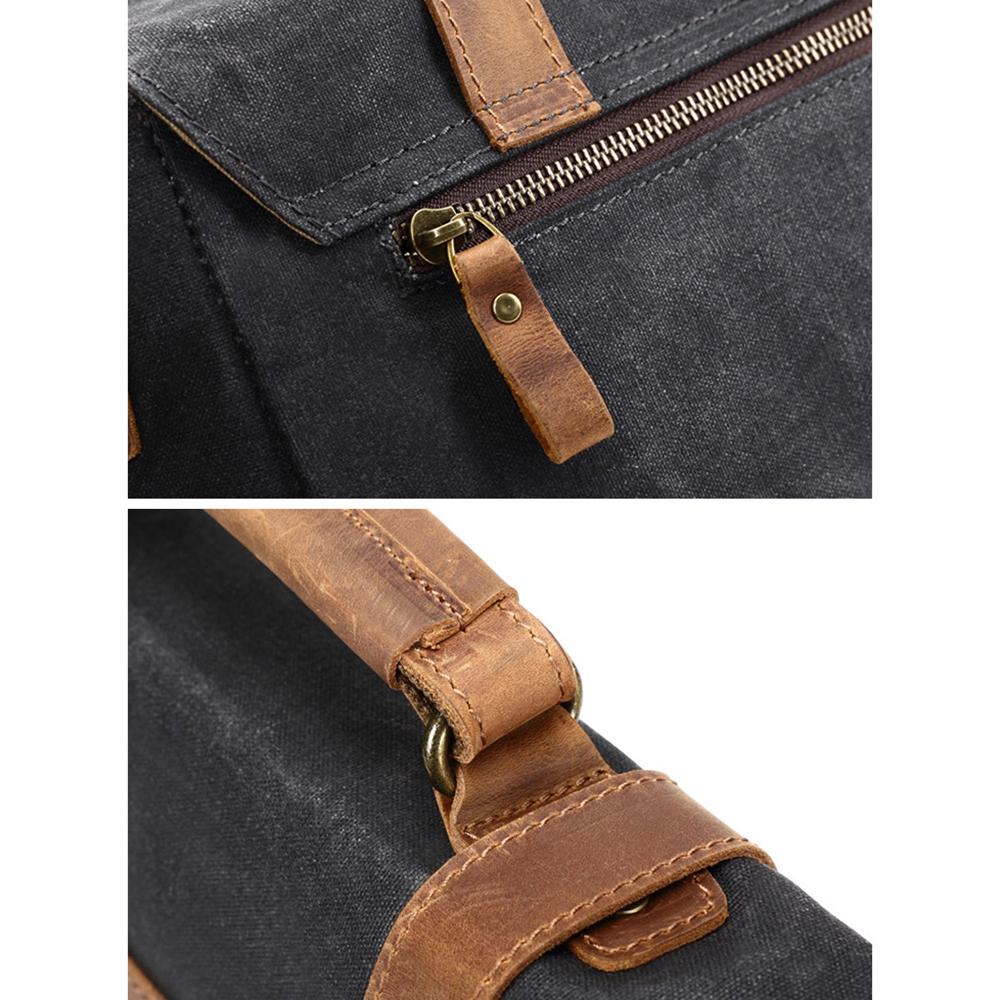 Canvas Tasche mit Lederriemen – Vintage Umhängetasche für Alltag & Reise