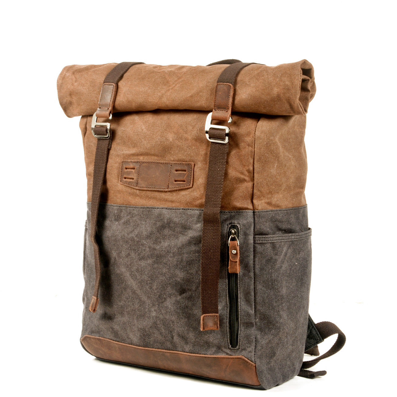 Canvas Tasche – Vintage Rucksack mit Rolltop & Laptopfach