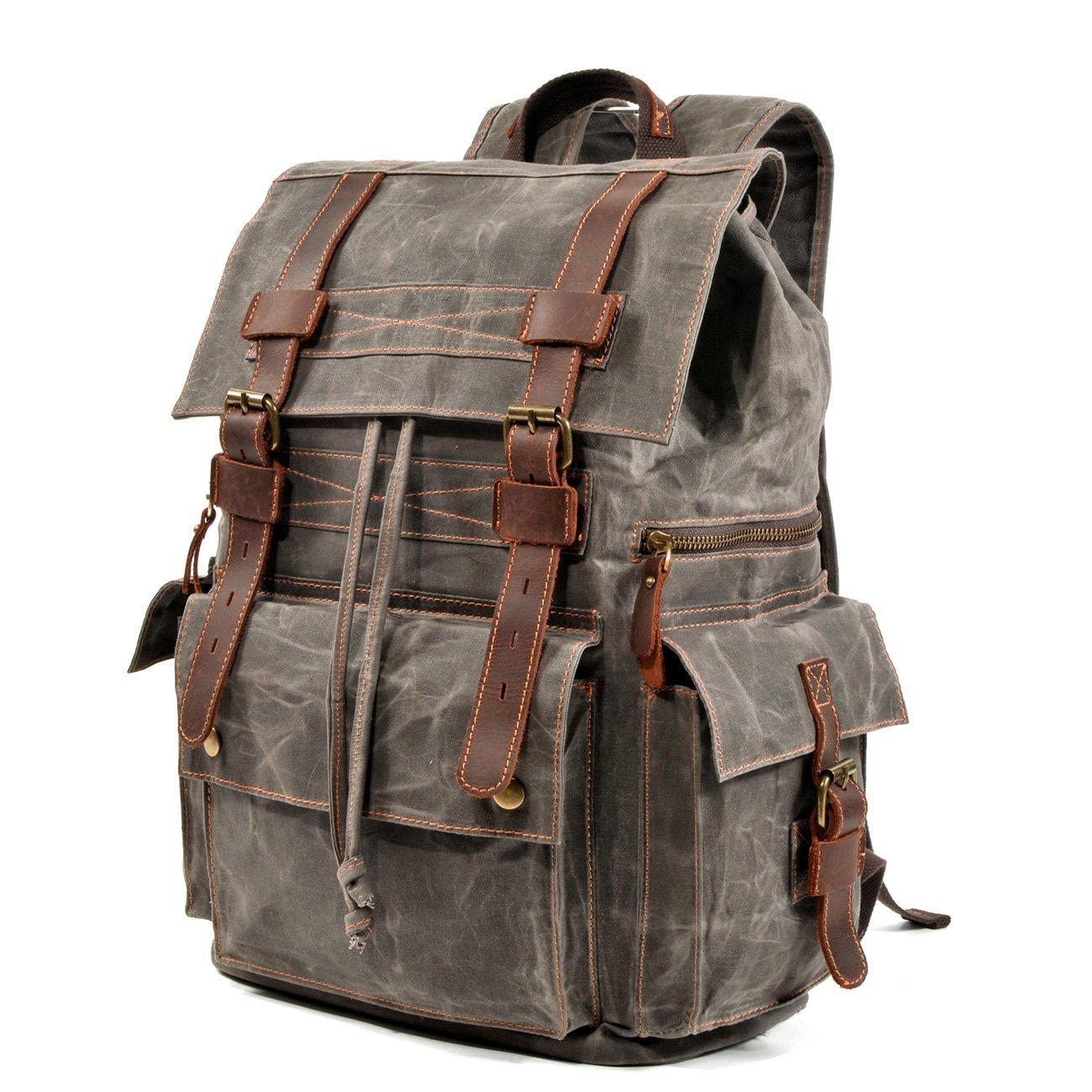 Canvas Tasche – Vintage Rucksack mit Laptopfach & Kordelzug