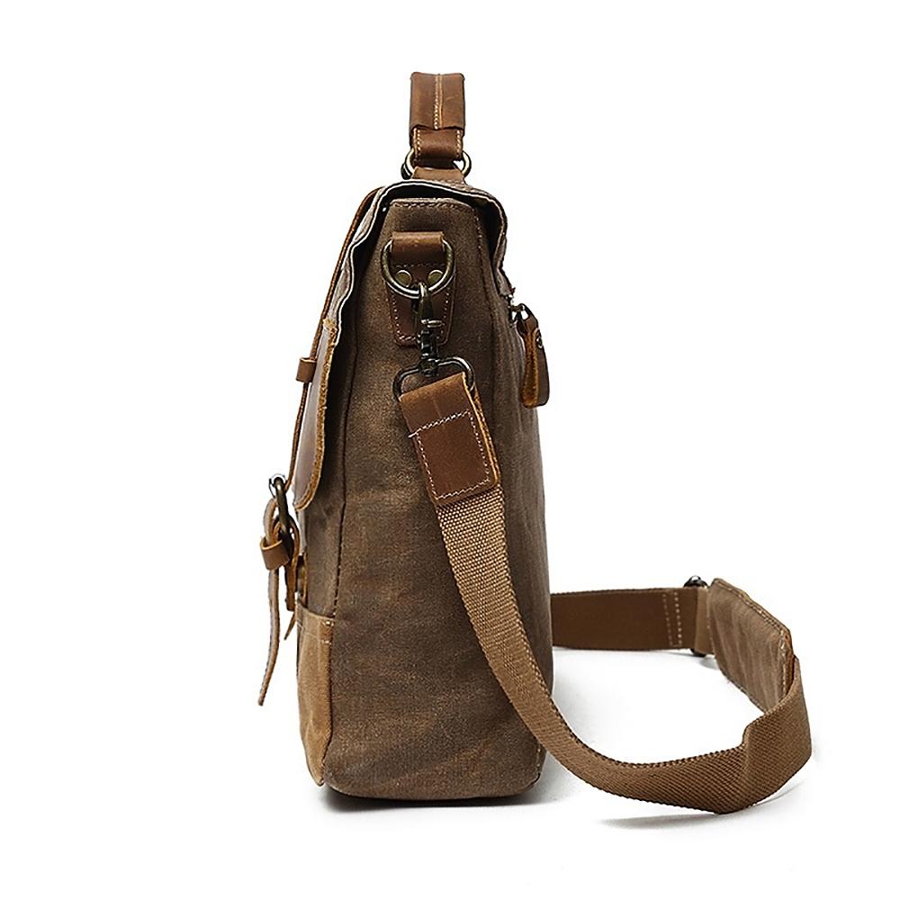 Canvas Tasche mit Lederriemen – Vintage Umhängetasche für Alltag & Reise