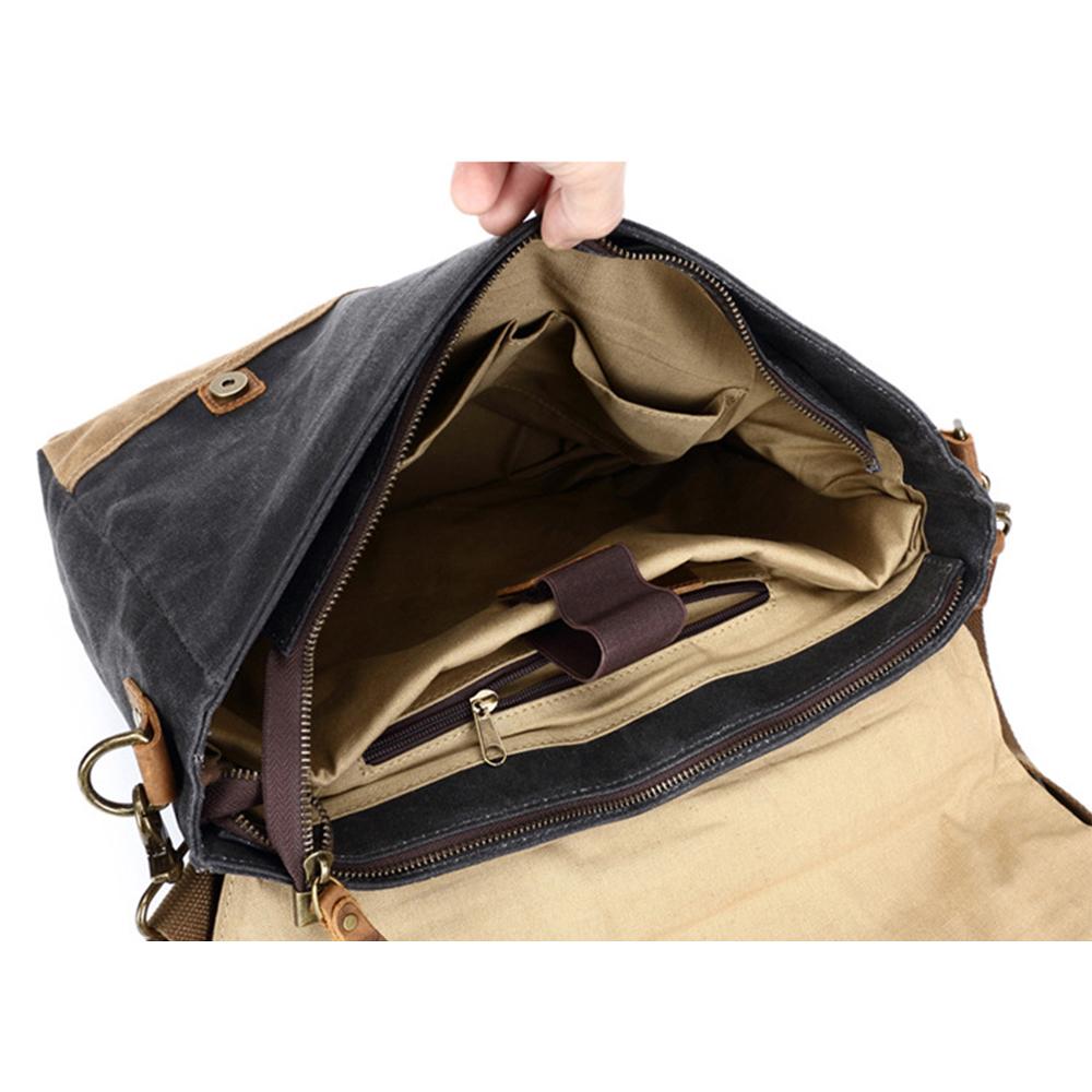 Canvas Tasche mit Lederriemen – Vintage Umhängetasche für Alltag & Reise