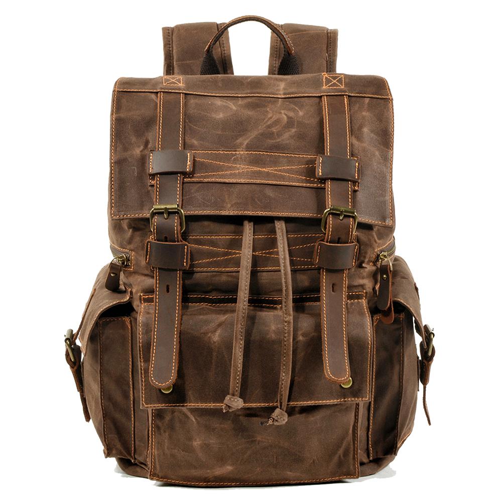 Canvas Tasche – Vintage Rucksack mit Laptopfach & Kordelzug