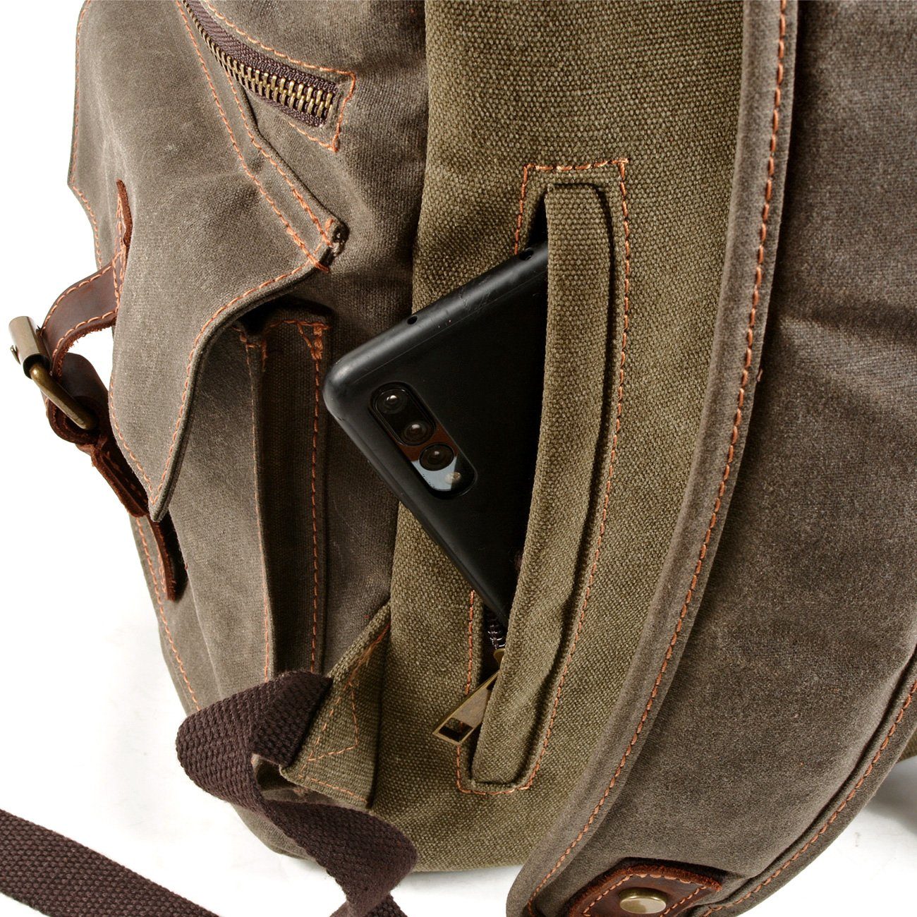 Canvas Tasche – Vintage Rucksack mit Laptopfach & Kordelzug