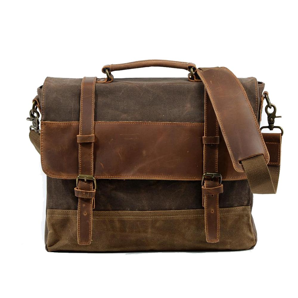 Canvas Tasche mit Lederriemen – Vintage Umhängetasche für Alltag & Reise