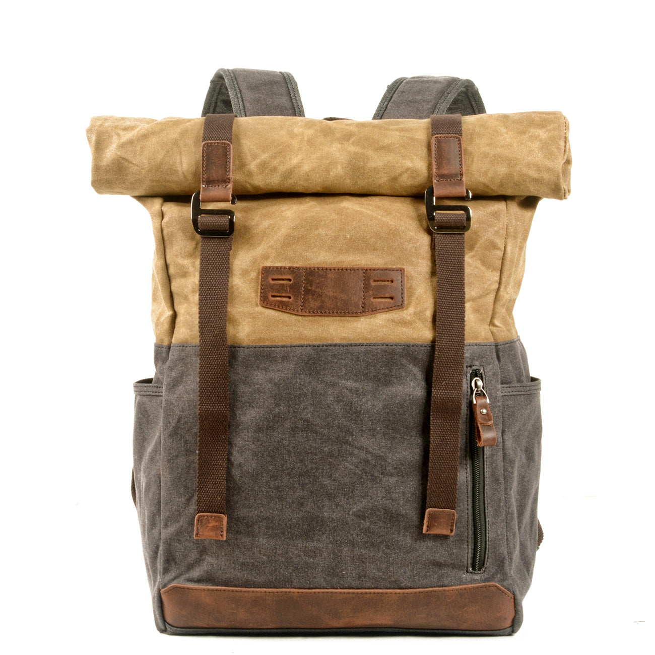 Canvas Tasche – Vintage Rucksack mit Rolltop & Laptopfach