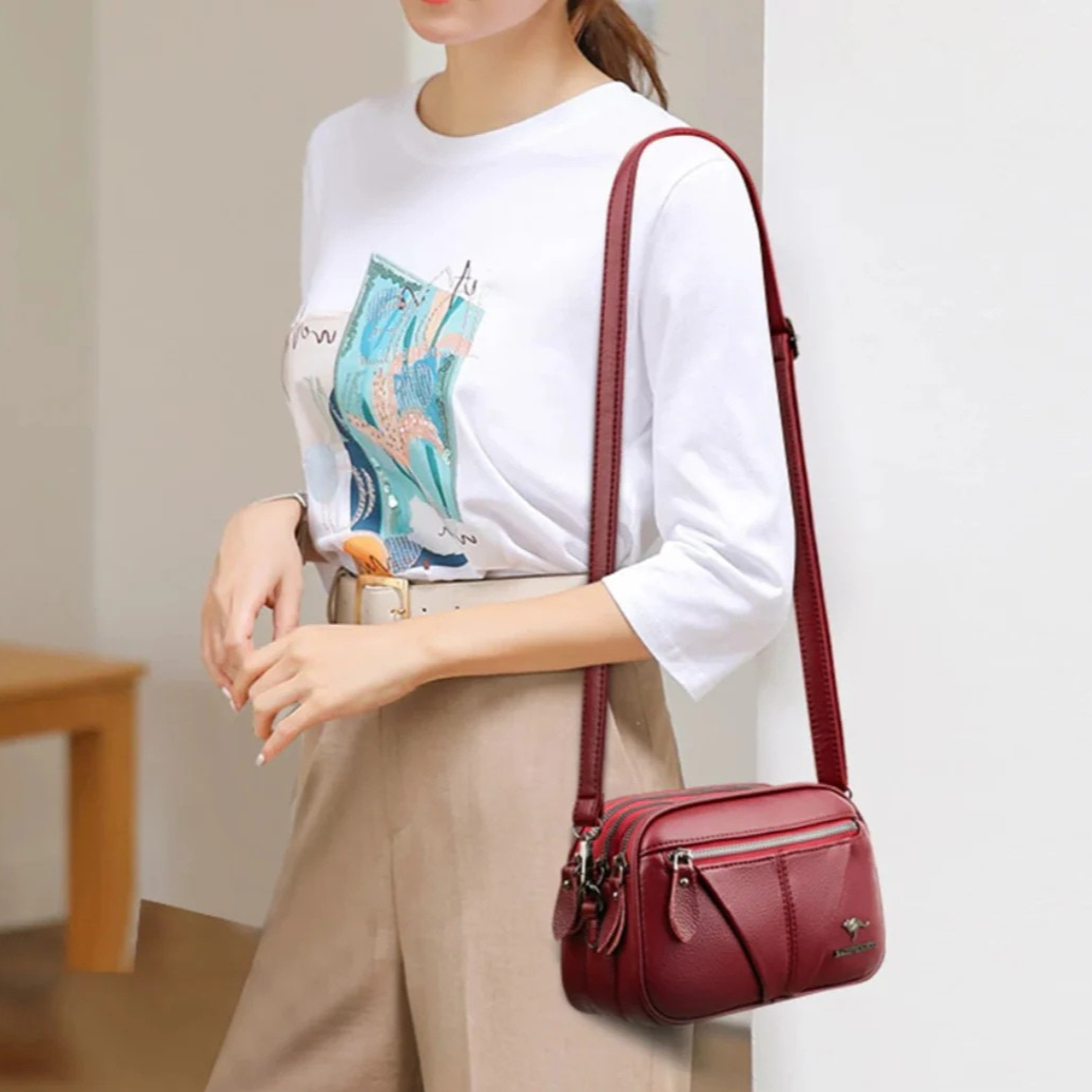 Elegante Umhängetasche 3L aus Leder mit verstellbarem Riemen
