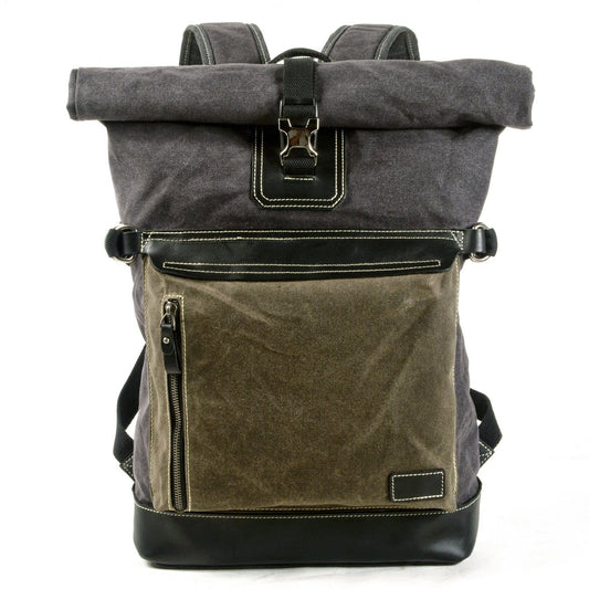 College Rucksack 17L aus Canvas & Leder – Vintage Schulrucksack LINDHOLM