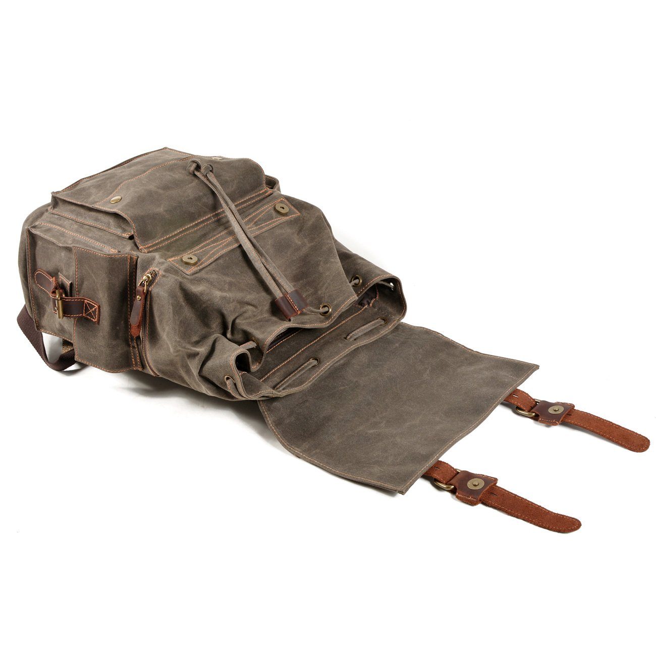 Canvas Tasche – Vintage Rucksack mit Laptopfach & Kordelzug