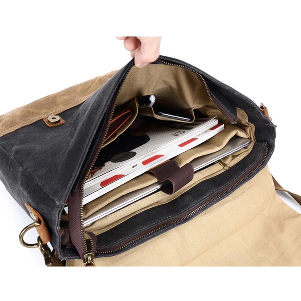 Canvas Tasche mit Lederriemen – Vintage Umhängetasche für Alltag & Reise