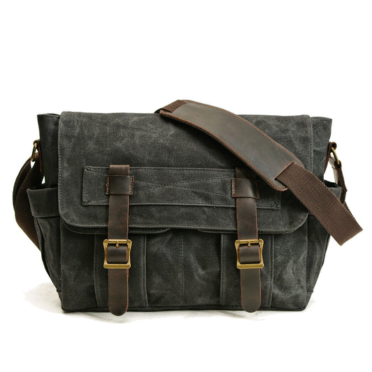 Umhängetasche Herren – Vintage Canvas Tasche mit Lederdetails 15L