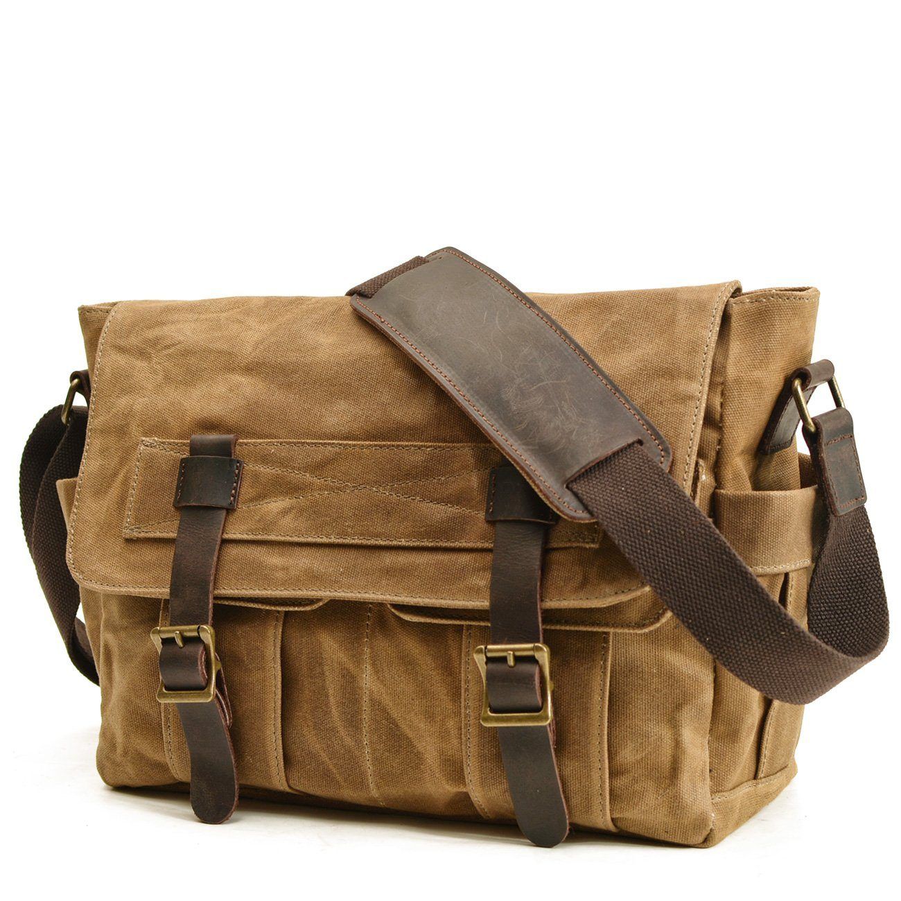 Umhängetasche Herren – Vintage Canvas Tasche mit Lederdetails
