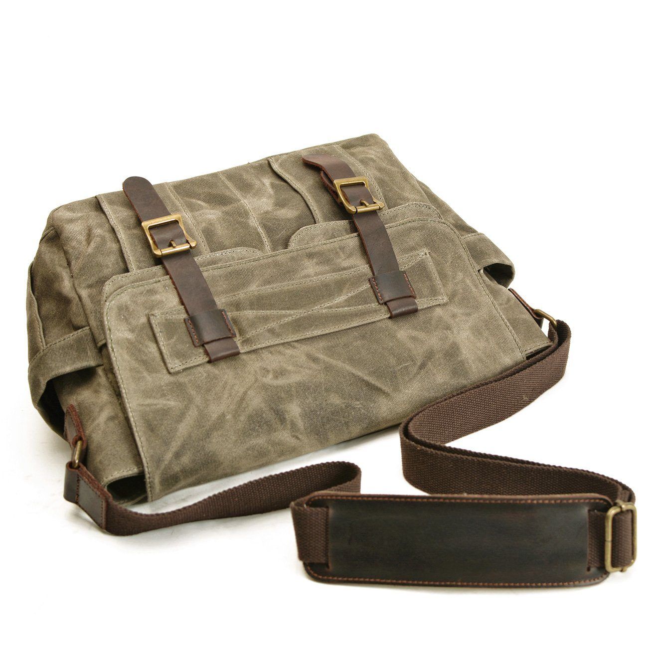 Umhängetasche Herren – Vintage Canvas Tasche mit Lederdetails